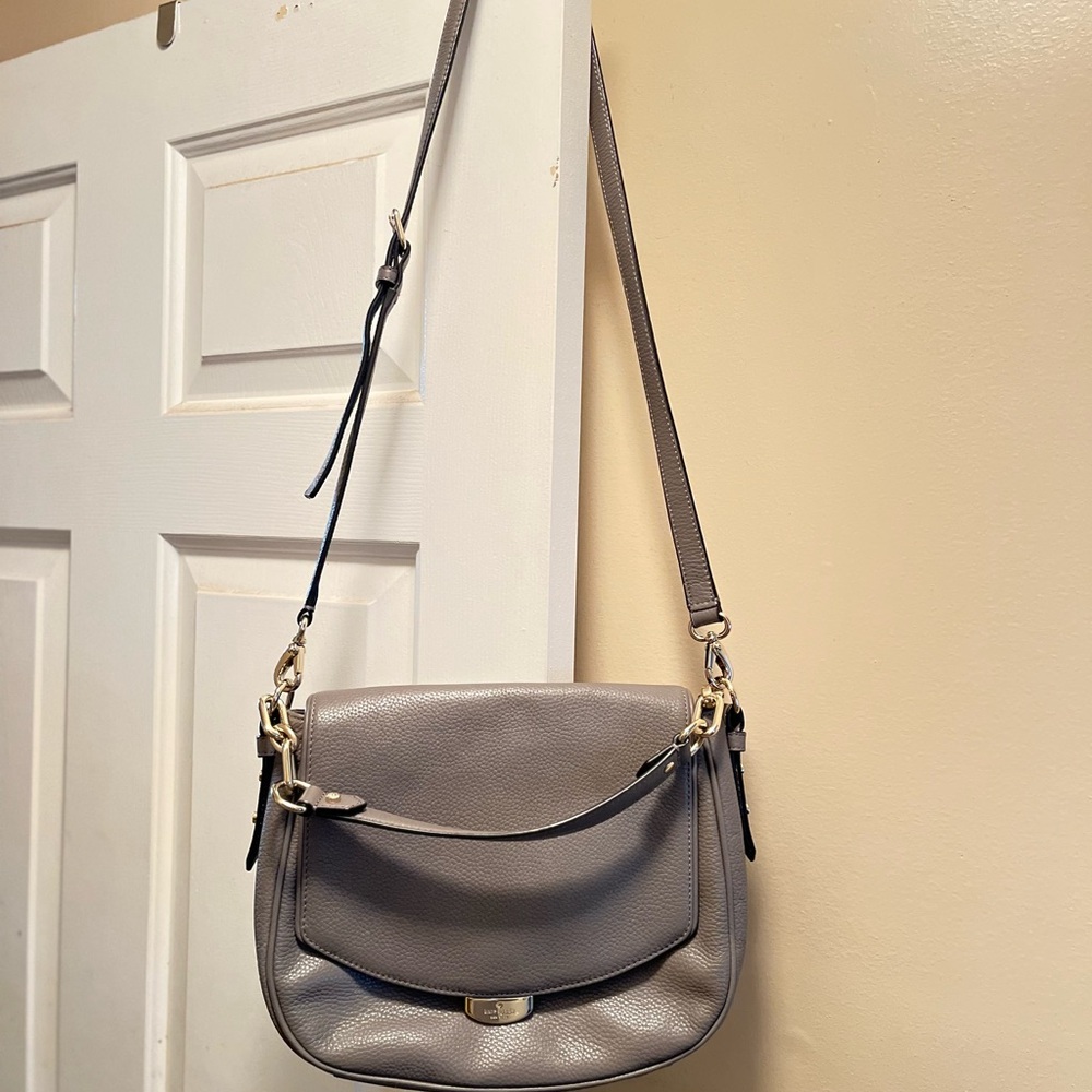 Gray Leather Shoulder Bag